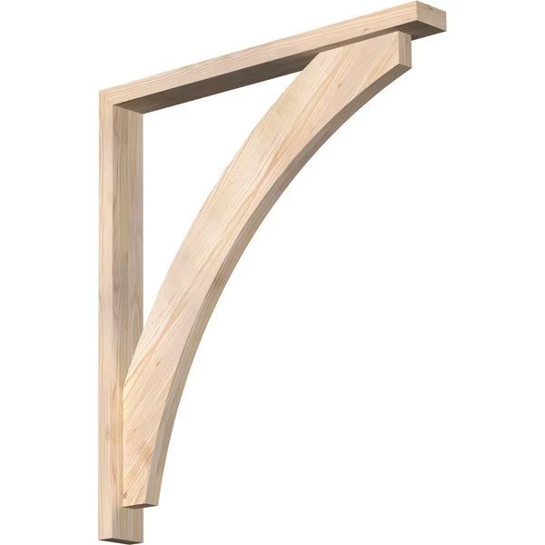 Thorton Block Smooth Bracket w/ Offset Brace, Douglas Fir, 3 1/2